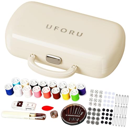 WANSHUNLMI 150 Pcs Creamy White Sewing Project Kit, Travel Family Sewing Supplies Repair Kit Portable Small Traveler Sewing Kit Sewing Thread Accessories DIY Sewing Supplies Organizer (White) - color: White