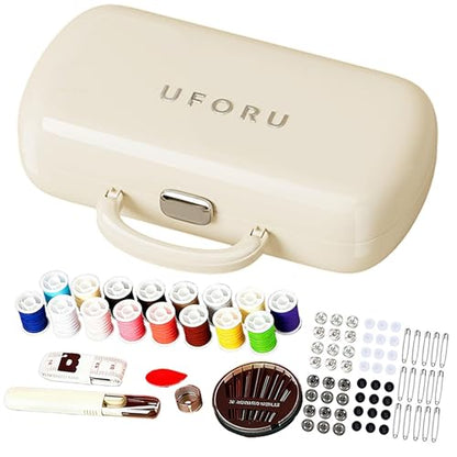WANSHUNLMI 150 Pcs Creamy White Sewing Project Kit, Travel Family Sewing Supplies Repair Kit Portable Small Traveler Sewing Kit Sewing Thread Accessories DIY Sewing Supplies Organizer (White) - color: White
