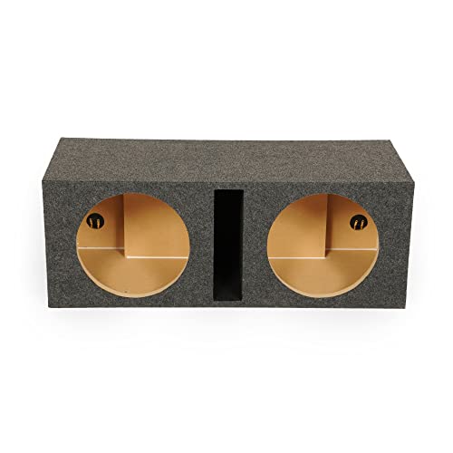 QPower QBASS Dual 12" Car Audio Subwoofer Box, Charcoal Gray Carpet Finish | MDF Woofer Enclosure, Single Slot Port Vent, Deep Bass Sound System for Truck and Stereo
