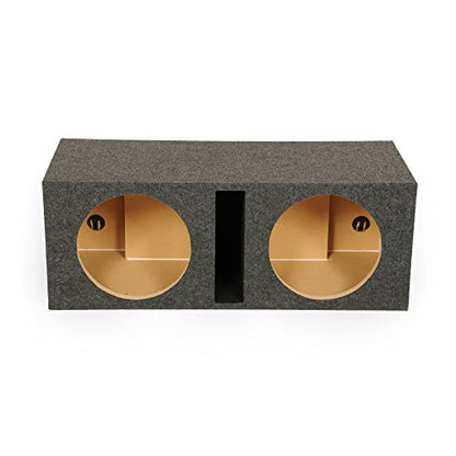 QPower QBASS Dual 12" Car Audio Subwoofer Box, Charcoal Gray Carpet Finish | MDF Woofer Enclosure, Single Slot Port Vent, Deep Bass Sound System for Truck and Stereo