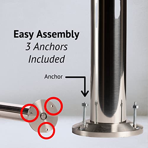 Montour Line CXLineF Post and Rope Stanchion, Fixed Base, (Satin Stainless Steel Post, Ball Top) - color: Ball Top, size: Satin Stainless Steel