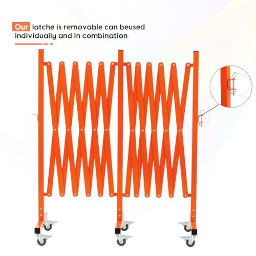 GYMTIME Expandable Metal Barricade, Portable Safety Barrier with Casters, Flexible Mobile Security Gate, Adjustable Traffic Fence for Shopping Mall, School, Warehouse, Orange, 16 Feet - size: 41 in-16 Feet(H-L), style: 16 Feet New Orange