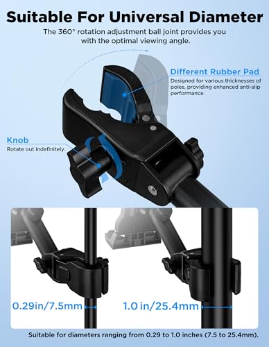 LZSIG Tablet Holder for Mic Stand, Adjustable iPad iPhone Mount for Music Stand - Compatible with Kindle/Android/Smartphones, Fits 4.7 to 13.5-inch Devices | Adjustable 360° Swivel Phone Stand for Tripod, Clamp Attachment Mount Fits 4.7-13.5" Screens, for