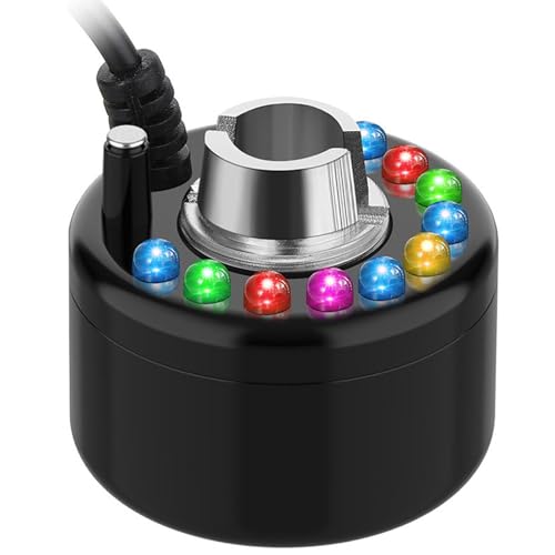 Yaomiao 1 Piece Halloween Mist Maker Fogger with 12 LED Light, Black | Small Ultrasonic Fog Machine, For Pond Fountain Water Garden, Mister Air Humidifier, Halloween Spooky Atmosphere Effects - color: Black