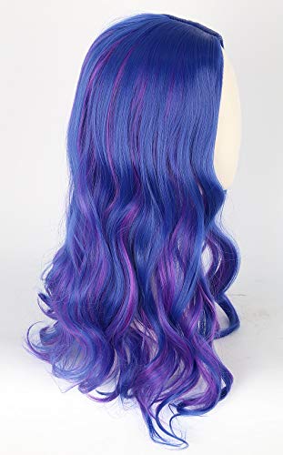 Topcosplay Kids wig for Girls Blue and Purple Wig Halloween Costume Cosplay Wig Long Wavy - color: Blue and Purple