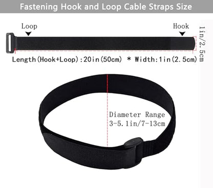 10 Pack(20x1 Inch) Reusable Fastening Cable Straps,Cinch Straps | Adjustable Multi-Purpose Hook and Loop Straps with Buckle,Nylon Cable Ties,Cord Ties Organized Tidy for Wire Cable Management - size: 20'' x 1'' (Black)
