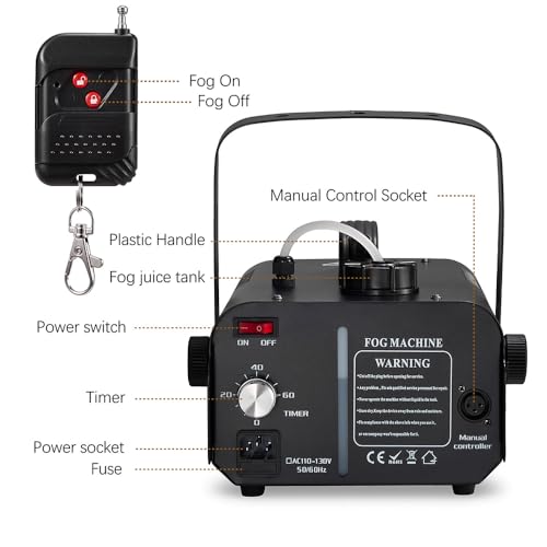 1000W Fog Machine with Timer 1L Tank Wireless Smoke Maker | 5000 CFM Output, 9-16ft Fog Range, Overheat Protection, Perfect for Halloween Parties Concerts Photography Clubs - color: BF-01/1000W