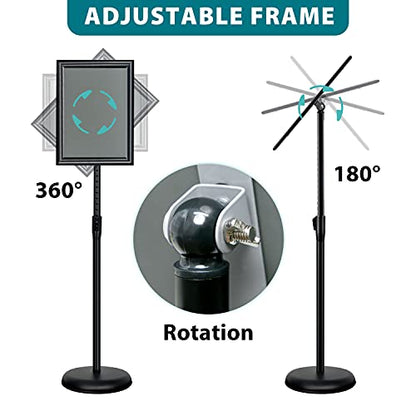 6Packs Sign Holder Stand 8.5 x 11 - Adjustable Heavy Duty Poster Sign Stands for Display 8.5 x 11 - Floor Standing Sign Holder for Vertical and Horizontal Sign Displayed(Black) - size: 8.5"x11" 6pack