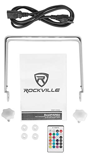 Rockville Best PAR 60 White Rechargeable Par Can Wash DMX Light, 8-Pack | 18-Hour Battery Life, Wireless, 9 LEDs/6W Each, IRC Remote, Sound Activated, 4350 Lux, LCD Display, Flicker Free, RGBWA+UV