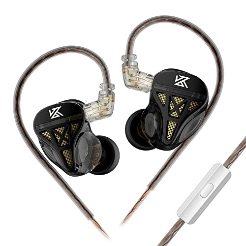 KZ DQS Wired Earbuds Dynamic Driver in Ear Monitor Headphone Semi-Open HiFi Bass Earphone 2pin 3.5mm Gaming Earbuds for Singers Musicians - color: DQS Black, style: with Mic
