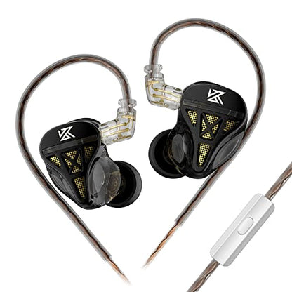KZ DQS Wired Earbuds Dynamic Driver in Ear Monitor Headphone Semi-Open HiFi Bass Earphone 2pin 3.5mm Gaming Earbuds for Singers Musicians - color: DQS Black, style: with Mic