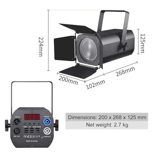 Leko Profile Spotlight COB Led with Automatic Zoom 15°–30° 100w DMX512 Ellipsoidal Floodlight, RGBW 4in1 Led Wash Light with Barn Doors Fresnel Par Lights for Churches Galleries Theater Wedding Party