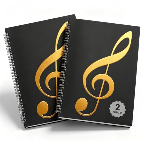 2Pack Sheet Music Folder,10 Double Sided Pocket Music Binder for Musicians | Matte Anti-Glare Pockets, 180° Flat Open, Waterproof PP Material Holds 20 Music Sheets - style: 2Pack