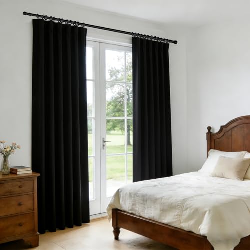 Room Divider Blackout Curtain Track Curtains Wall Dividers Panels Screen for Living Rooms Bedroom Office Privacy Partition Separation, W52 × L84 Inch,1 Panel, Black - color: Black, size: 52"W x 84"L (Pack of 1)
