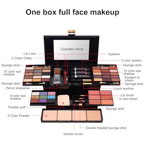 coliusa 58 Color Professional Makeup pallet, Makeup Kit for Women Full Kit,All In One Makeup Set,Makeup Gift Set for Women&Girls&Teen (331N) - color: 331N