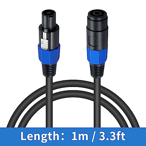 Poyiccot Speakon to Speakon Cables 3.3ft, Speakon Extension Cables, 18AWG Speaker Male to Female Wire Audio DJ Cord for Loudspeaker Amplifier Copper Cord with Twist Lock