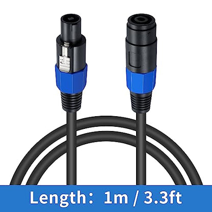 Poyiccot Speakon to Speakon Cables 3.3ft, Speakon Extension Cables, 18AWG Speaker Male to Female Wire Audio DJ Cord for Loudspeaker Amplifier Copper Cord with Twist Lock