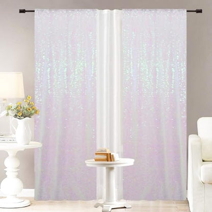 Eternal Beauty White Iridescent 3mm Sequin Backdrop 2x8 Ft 2 Pack Wedding | Dense Sparkle Fabric With Breathable Mesh Backing And Rod Pocket For Bridal Shower Parties And Photo Booth Events - color: Iridescent, size: 2Ftx8Ft