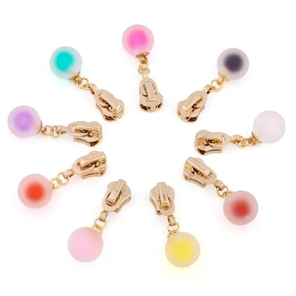 Sparkeads 9Pcs Round Alloy Resin Zipper Replacement Slider,Cute Zippers Sliders for Sewing,Metal Zipper Pull Replacement for DIY Tailor Craft Bag Luggage Clothing Wallet Costume Jacket Supplies-Ball - style: Ball