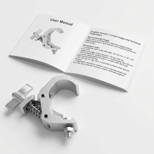 QWORK Aluminum Stage Light Truss Clamp 10 Pack, 1.18" to 1.97" Fit, 330lb Load for DJ Booth, Theatrical Rig & Event Setup