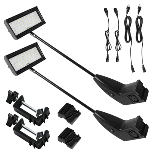 Trade Show Lights LED Display and Exhibit Arm Lighting, Connectable Tradeshow Lights Included Clamps, Mounting Brackets, Power Cables, Connect Cables (2pcs Black) (Black) - color: Black