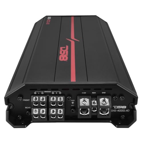 DS18 SXE-4000.4D/BK Car Amplifier Stereo Full-Range Class D 4-Channel 275x4 RMS @4 OHM 4000 Watts - Powerful and Compact Amp for Speakers in Car Audio System - style: SXE-4000.4D/BK