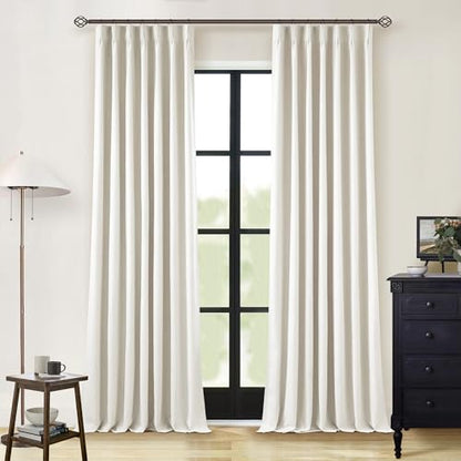 Natural Cream Linen Pinch Pleated Blackout 92 Inch Curtains for Living Room - color: Natural Linen, size: 40"W x 92"L (Pack of 2)