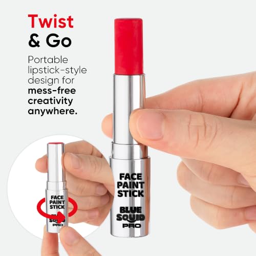 Blue Squid PRO Red White Blue Face Paint Stick - Waterproof Body Paint For Adults & Kids Eye Black Baseball, Eyeblack Softball - Hypoallergenic Twist-Up Non-Toxic Makeup Stick - Cosplay, Sports & SFX - color: Red, White & Blue
