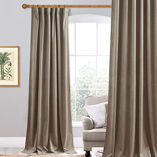 StangH Camel Beige Velvet Curtains Soft Fabric W52 x L96 inches 1 Panel | Premium Heavy Thick Curtain Panels, Room Darkening Thermal Insulated Window Drapes, Perfect for Bedroom, Office - color: Camel Beige, size: 52"W x 96"L (Pack of 1)