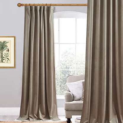 StangH Camel Beige Velvet Curtains Soft Fabric W52 x L96 inches 1 Panel | Premium Heavy Thick Curtain Panels, Room Darkening Thermal Insulated Window Drapes, Perfect for Bedroom, Office - color: Camel Beige, size: 52"W x 96"L (Pack of 1)