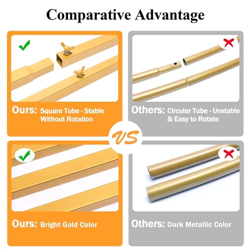 Wokceer Square Backdrop Stand Gold Metal Wedding Arch Stand 6.6FT x 6.6FT - color: Gold, size: 6.6FT x 6.6FT