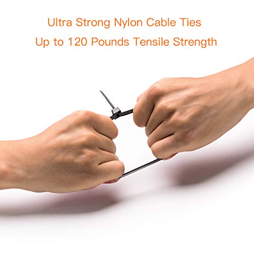 OneLeaf Cable Ties 8 Inch Heavy Duty Zip Ties with 120 Pounds Tensile Strength for Multi-Purpose Use, Self-Locking UV Resistant Nylon Tie Wraps, Indoor and Outdoor Tie Wire.120 Pcs Black - size: 120 Pack - 8 inch 120 Pounds