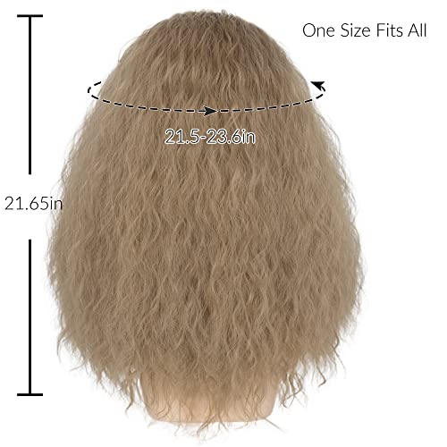 Miss U Hair Long Curly Dirty Blonde Men Wig Fluffy Cosplay Halloween Wig | Adult Voluminous Layered Hair, Soft Natural-Looking - color: Blonde