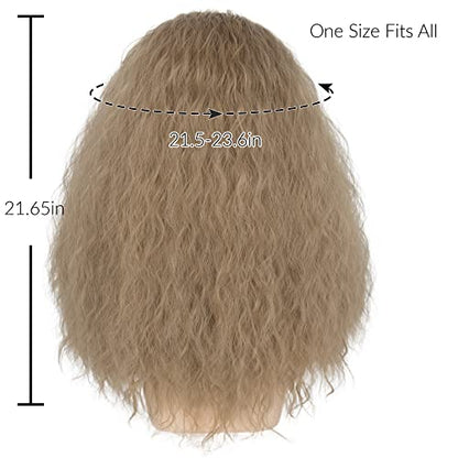Miss U Hair Long Curly Dirty Blonde Men Wig Fluffy Cosplay Halloween Wig | Adult Voluminous Layered Hair, Soft Natural-Looking - color: Blonde