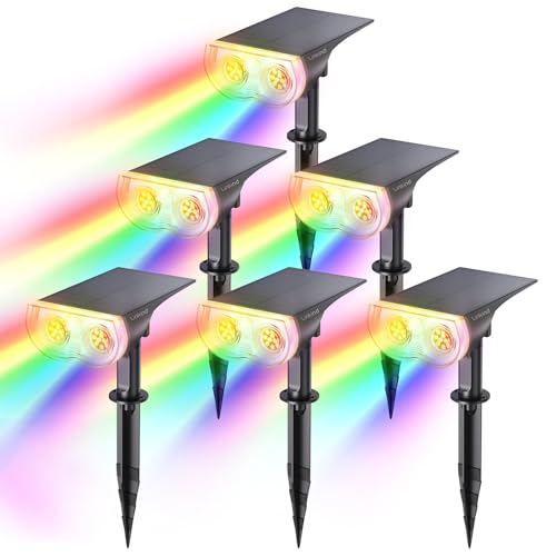 Linkind Solar Lights Outdoor Waterproof LED Landscape Spotlight RGB 6 Pack - color: Multicolor, size: 6 Pack