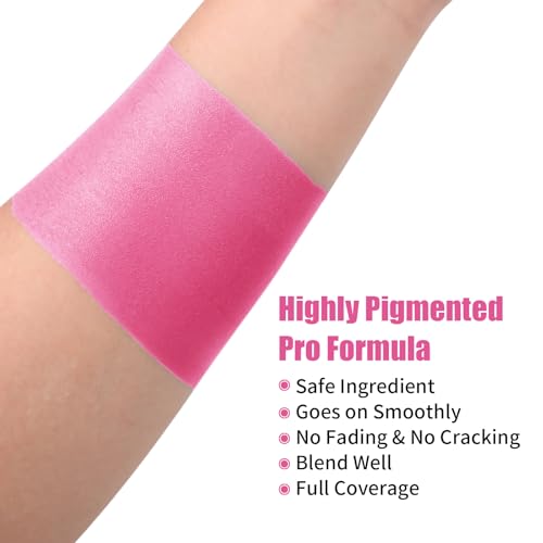 Drawdart Pink Halloween Face Body Paint Stick, Cream Blendable Halloween Face Body Makeup Paint, Non-Toxic Oil Based Stick for SFX Special Effects Cosplay Makeup - color: Pink