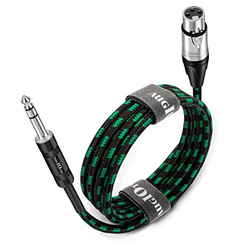 XLR Female to 1/4 Cable 20ft 6 Meter Green Braided | Balance 6.35mm TRS Plug to 3-pin XLR Female Cannon Mic Cable - color: Green TRS to XLR female, size: 20ft