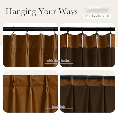 NICETOWN Blackout Pinch Pleat Velvet Curtains 90 Inch Heavy Back Tab Energy Saving Room Darkening All Season Gold Brown Drape, Luxury for Bedroom/Living Room/Dining Room/Office, W40 x L90, 2 Panels - color: Gold Brown, size: 40"W x 90"L (Pack of 2)