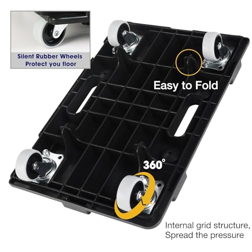Heavy Duty Furniture Movers with Wheels 2 Pack, Portable Small Flat Moving Dollies for Heavy Furniture, Sofa Appliance Cabinet Movers, 440 lbs Capacity - color: Furniture Movers 2 Pack - Black