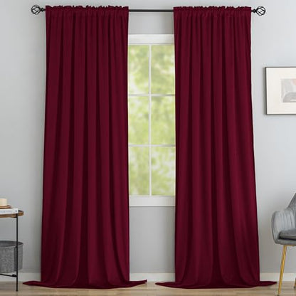 Yakamok Wine Red Room Darkening Velvet Curtains 84 Inch Long Living Room | Luxury soft velvet, 2 panels 52x84 inch,bedroom study, window drapes rod pocket,light blocking,Thermal Insulated - color: Wine Red, size: 52"W x 84"L (Pack of 2)