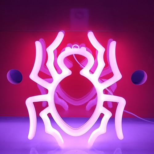 JYWJ Spider LED Neon Signs Desktop Wall Decoration Light | USB or Battery Powered, 3-AA Battery Option, Party Decoration, Business Decor Use, Desktop & Wall Mount - style: Spider