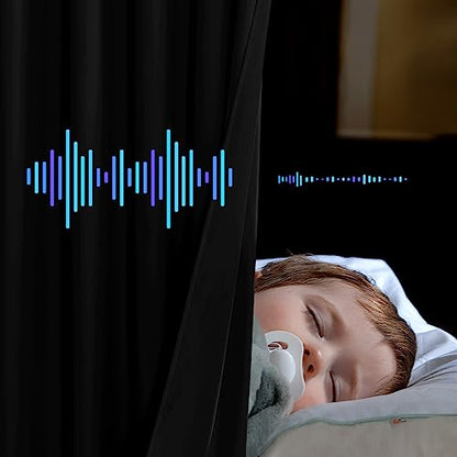NICETOWN Sound Blocking and Heavy-Duty Space Divider Curtains with Back Tab, Lined Insert Noise - Blackout - Thermal Insulation Drapes for Room Divider/Space Solutions/Living Room(Black, 84" Long) - color: Black Back Tab, size: 52"W x 84"L (Pack of 2)