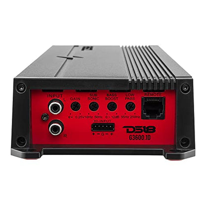 DS18 G3600.1D Car Audio Amplifier 1-Channel Class D Monoblock 3600 Watts - Remote BASS Knob Included - Compact Design Easy Installation - Extremely Powerful Amp for Vehicle Sound Systems… - style: 3600 Watts Monoblock
