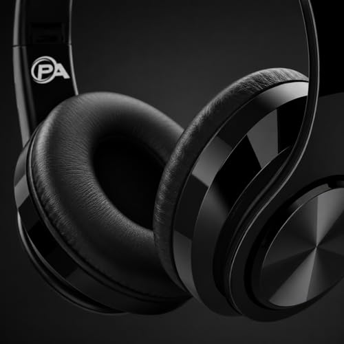 Gaming Headphones, Wireless Bluetooth Over-Ear, Black with Color Accents, Built-in Mic, HiFi Stereo Sound, Foldable Design-Gaming Headset (Black) - color: Black