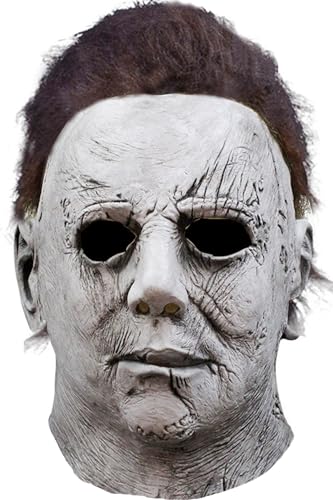 LAMZZP Halloween Horror Mask Scary Halloween Latex Full Head Masks - color: Grey