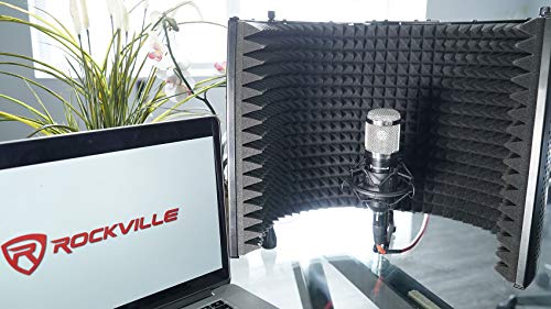 Rockville RCM01 Pro Studio Condenser Microphone, 200 Ohm, Cardioid Pattern, Metal Shock Mount, 30Hz-20kHz Frequency, XLR and 3.5mm Cables, for Vocals and Podcasting | 25mm Diaphragm, Cardioid, 48V Phantom Power, 30Hz-20kHz, 130dB SPL, 10 Ft XLR/3.5mm Cabl