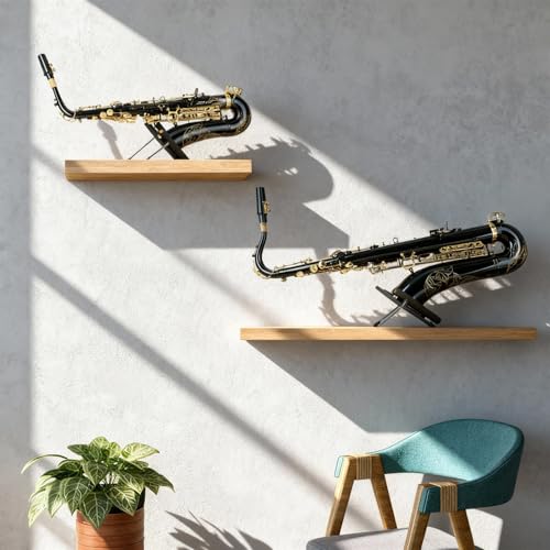 EASTROCK Bull-Head Style Tenor Saxophone Stand, Sax Stand for Tenor Sax, Sponge Protection, Non-Slip Feet, Reinforced Backplate, Stable & Portable Design-Black