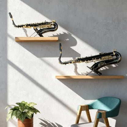 EASTROCK Bull-Head Style Tenor Saxophone Stand, Sax Stand for Tenor Sax, Sponge Protection, Non-Slip Feet, Reinforced Backplate, Stable & Portable Design-Black