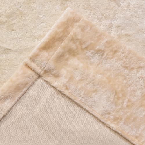Champagne Crushed Velvet Curtains 84 inch Length- 2 Panels Velvet Living Room Neutural Window Drapes Thermal Insulated Room Darkening Drapery for Bedroom - color: Champagne, size: 52"W x 84"L (Pack of 2)