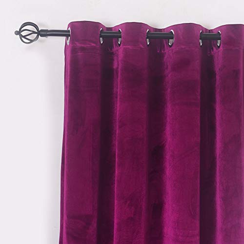 Super Soft Luxury Velvet Fushcia Room Darkening Light Blocking Drapes Curtain Panel Drapery 52 inch Wide by 120 inch Length with Grommet Fushcia,2 Panels - color: Fushcia, size: 52"W x 120"L (Pack of 2)